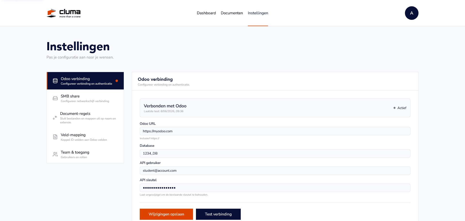 Settings Page Cluma